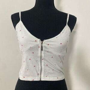 PacSun White Cherry Zip-Front Tank Top